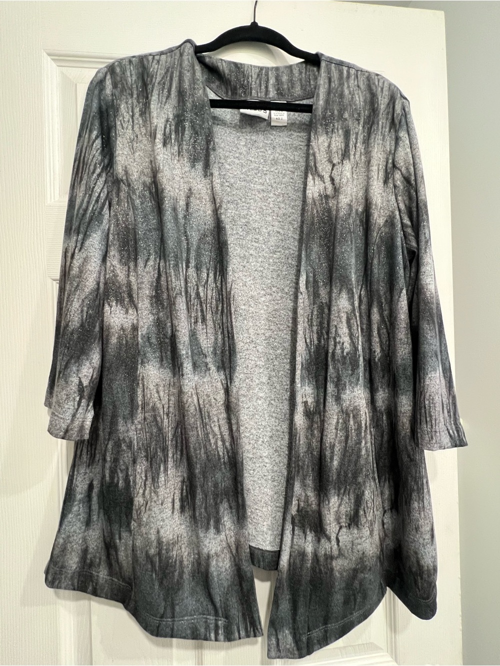 Chico's Gray and black sparkle Open-Front Cardigan